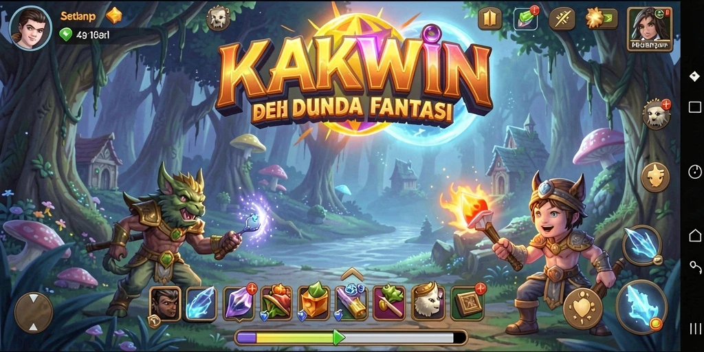Screenshot KAKWIN menampilkan petualangan seru dalam dunia fantasi.