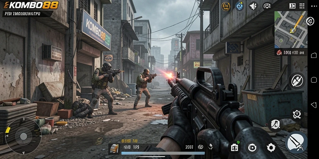 Tampilan seru dari gameplay KOMBO88 dalam aksi TPS.