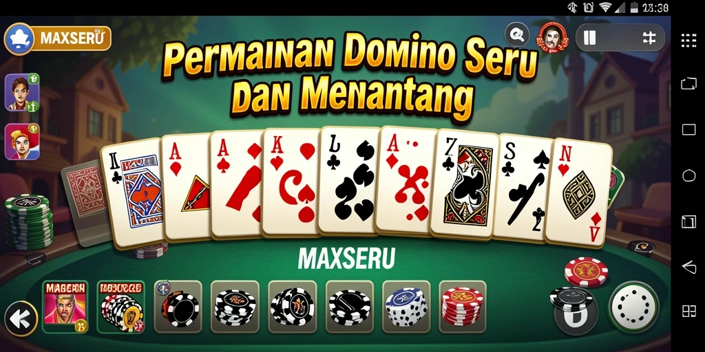 Tampilan gameplay seru dari MAXSERU dengan kartu domino.