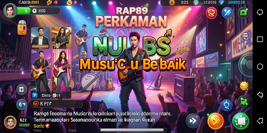 Gameplay seru di aplikasi RAP89 dengan beragam lagu.